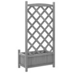 Jardinière avec treillis gris bois massif de sapin – Image 4