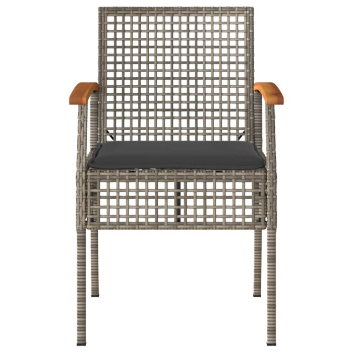 Chaises de jardin coussins lot de 2 gris résine tressée acacia – Image 2