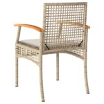 Chaises de jardin coussins lot de 2 beige résine tressée acacia – Image 5