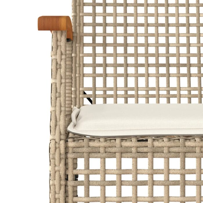 Chaises de jardin coussins lot de 2 beige résine tressée acacia – Image 7