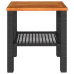 Table de jardin noir 40x40x42 cm résine tressée et bois acacia – Image 2