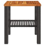 Table de jardin noir 40x40x42 cm résine tressée et bois acacia – Image 3