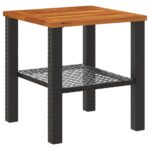 Table de jardin noir 40x40x42 cm résine tressée et bois acacia – Image 4
