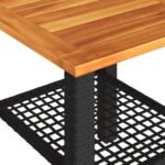 Table de jardin noir 40x40x42 cm résine tressée et bois acacia – Image 6