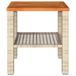 Table de jardin beige 40x40x42 cm résine tressée et bois acacia – Image 3