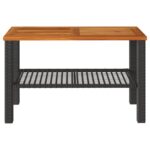 Table de jardin noir 70x38x42 cm résine tressée et bois acacia – Image 2