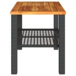 Table de jardin noir 70x38x42 cm résine tressée et bois acacia – Image 3