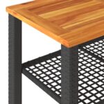 Table de jardin noir 70x38x42 cm résine tressée et bois acacia – Image 5