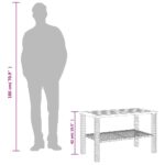 Table de jardin noir 70x38x42 cm résine tressée et bois acacia – Image 7