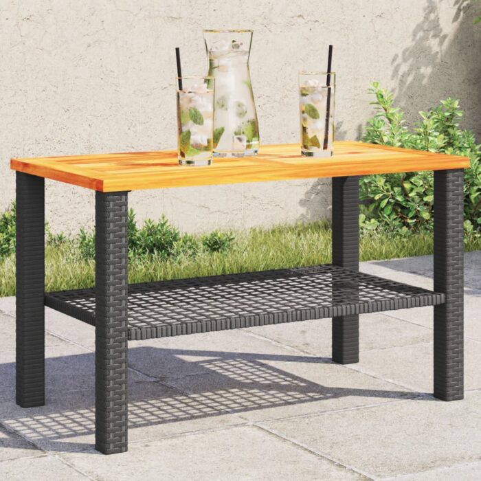 VXL8721012308060_m_en_hd_1.jpg Table de jardin noir 70x38x42 cm résine tressée et bois acacia – Image 1