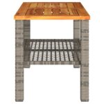 Table de jardin gris 70x38x42 cm résine tressée et bois acacia – Image 3