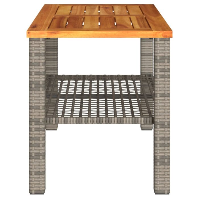 Table de jardin gris 70x38x42 cm résine tressée et bois acacia – Image 3