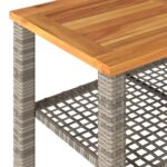Table de jardin gris 70x38x42 cm résine tressée et bois acacia – Image 5