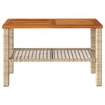 Table de jardin beige 70x38x42 cm résine tressée et bois acacia – Image 2