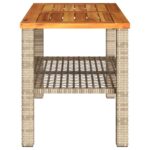 Table de jardin beige 70x38x42 cm résine tressée et bois acacia – Image 3