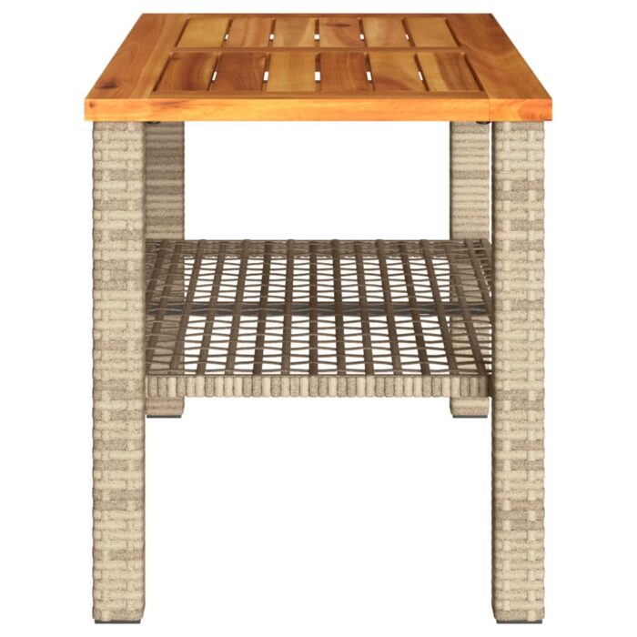 Table de jardin beige 70x38x42 cm résine tressée et bois acacia – Image 3