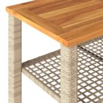 Table de jardin beige 70x38x42 cm résine tressée et bois acacia – Image 5