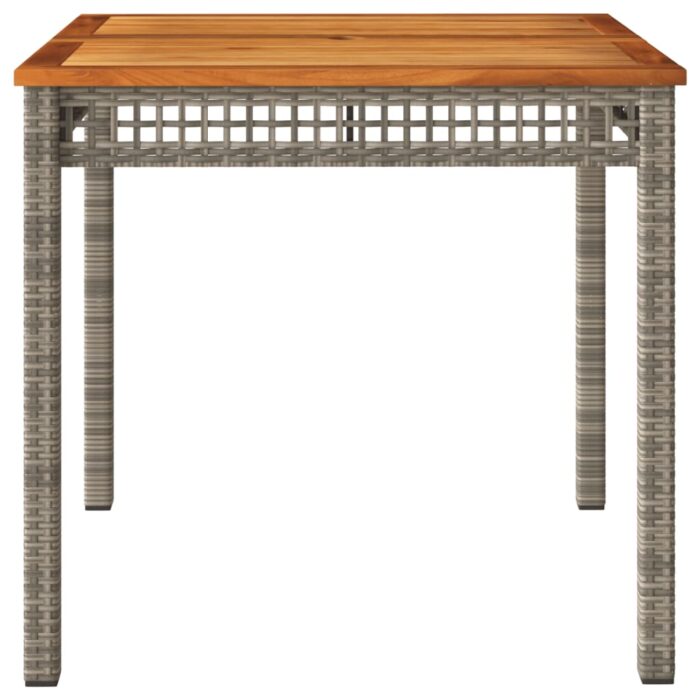 Table de jardin gris 80x80x74 cm résine tressée et bois acacia – Image 2