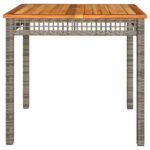 Table de jardin gris 80x80x74 cm résine tressée et bois acacia – Image 3
