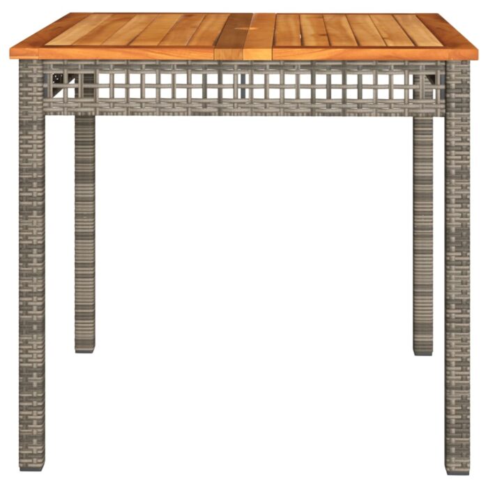 Table de jardin gris 80x80x74 cm résine tressée et bois acacia – Image 3