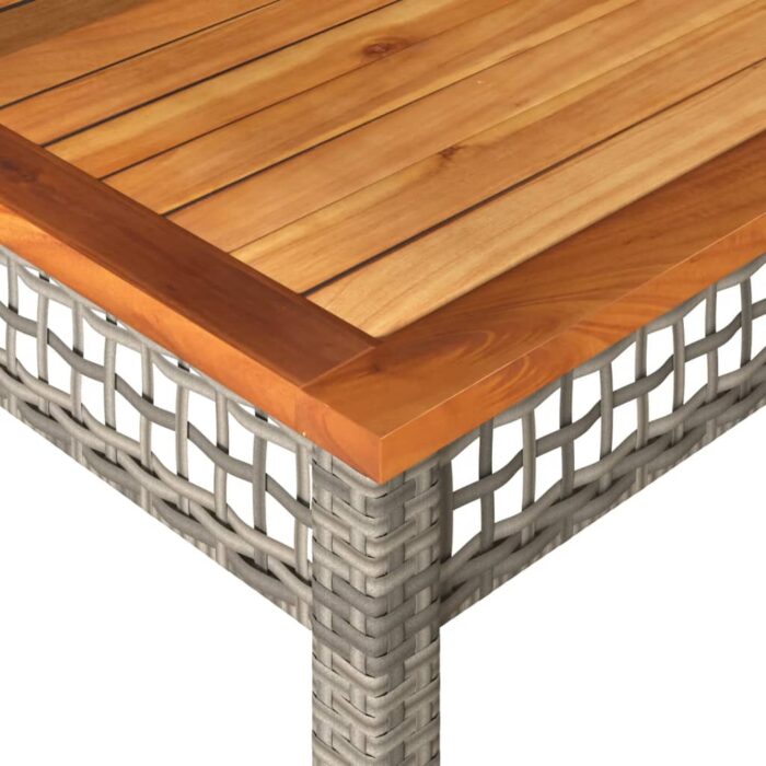 Table de jardin gris 80x80x74 cm résine tressée et bois acacia – Image 5