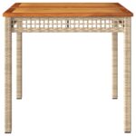 Table de jardin beige 80x80x75 cm résine tressée et bois acacia – Image 2