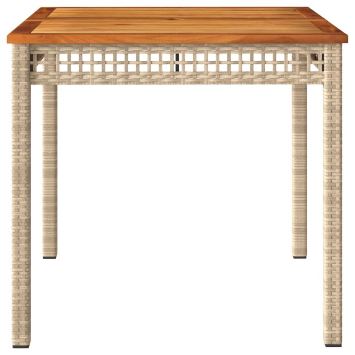 Table de jardin beige 80x80x75 cm résine tressée et bois acacia – Image 2