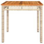 Table de jardin beige 80x80x75 cm résine tressée et bois acacia – Image 3