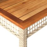 Table de jardin beige 80x80x75 cm résine tressée et bois acacia – Image 5