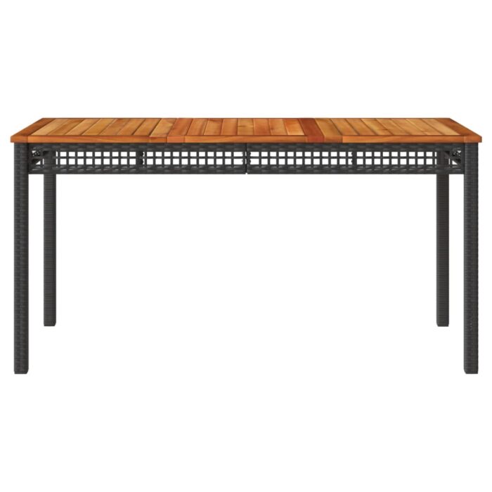 Table de jardin noir 140x80x75 cm résine tressée et bois acacia – Image 2
