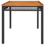 Table de jardin noir 140x80x75 cm résine tressée et bois acacia – Image 3