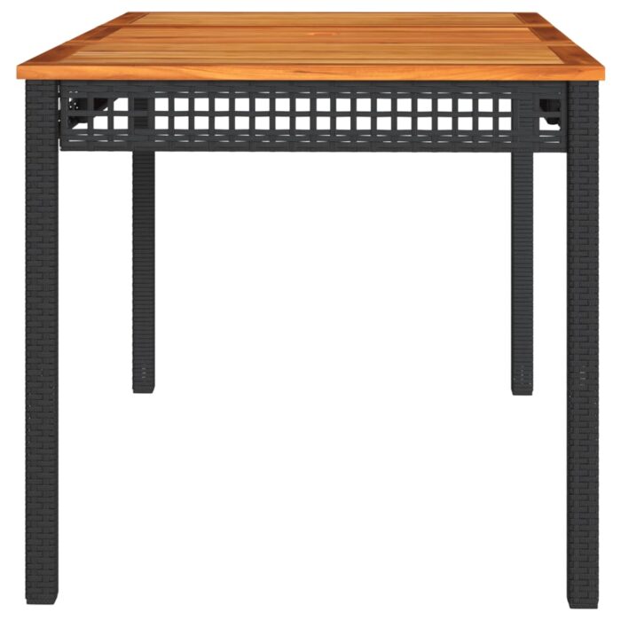 Table de jardin noir 140x80x75 cm résine tressée et bois acacia – Image 3