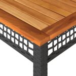 Table de jardin noir 140x80x75 cm résine tressée et bois acacia – Image 5
