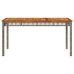 Table de jardin gris 140x80x75 cm résine tressée et bois acacia – Image 2
