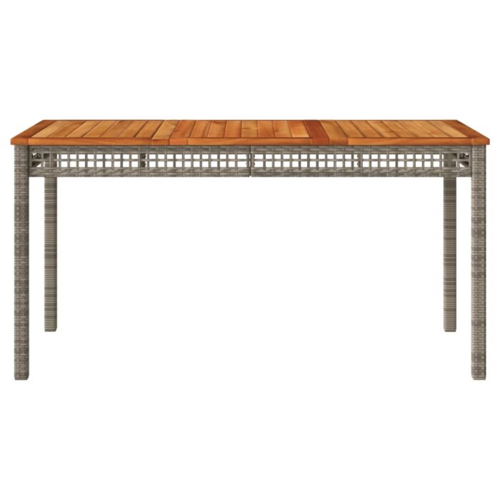 Table de jardin gris 140x80x75 cm résine tressée et bois acacia – Image 2