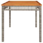 Table de jardin gris 140x80x75 cm résine tressée et bois acacia – Image 3