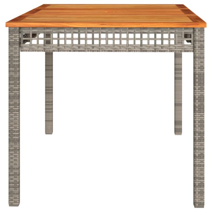 Table de jardin gris 140x80x75 cm résine tressée et bois acacia – Image 3
