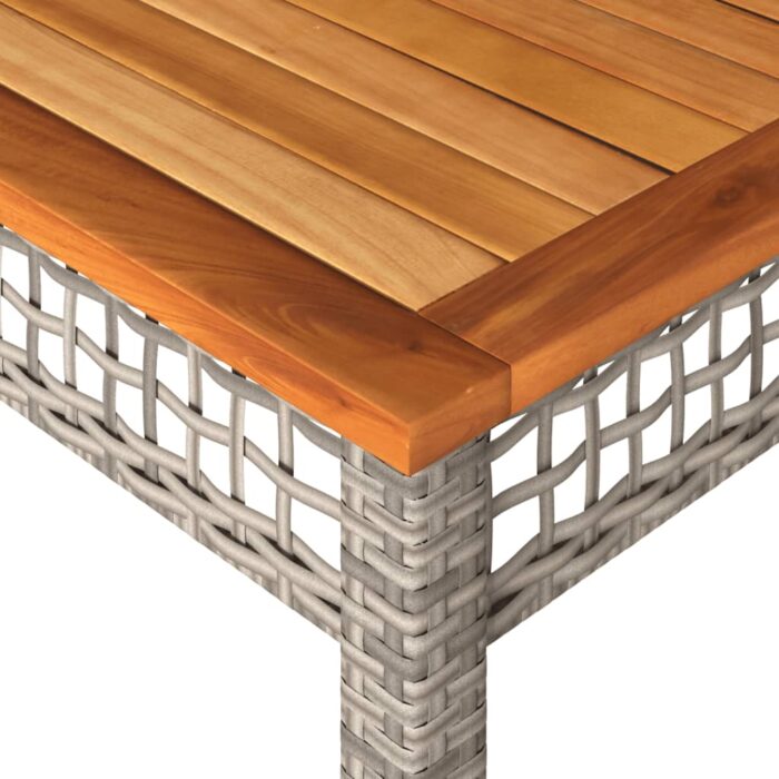 Table de jardin gris 140x80x75 cm résine tressée et bois acacia – Image 5