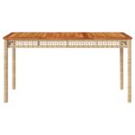 Table de jardin beige 140x80x75 cm résine tressée et acacia – Image 2