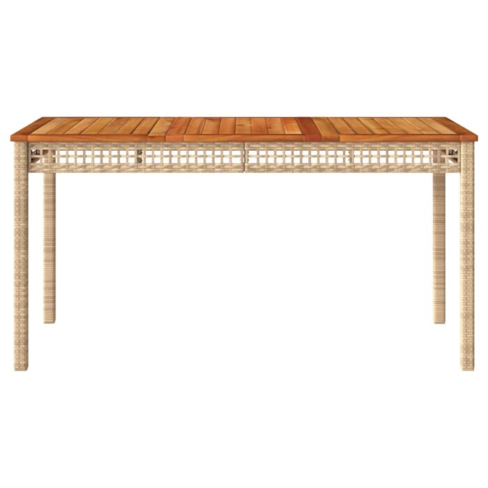 Table de jardin beige 140x80x75 cm résine tressée et acacia – Image 2