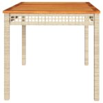Table de jardin beige 140x80x75 cm résine tressée et acacia – Image 3
