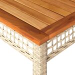 Table de jardin beige 140x80x75 cm résine tressée et acacia – Image 5