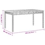 Table de jardin beige 140x80x75 cm résine tressée et acacia – Image 6