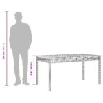 Table de jardin beige 140x80x75 cm résine tressée et acacia – Image 7