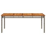 Table de jardin gris 180x90x75 cm résine tressée et bois acacia – Image 2