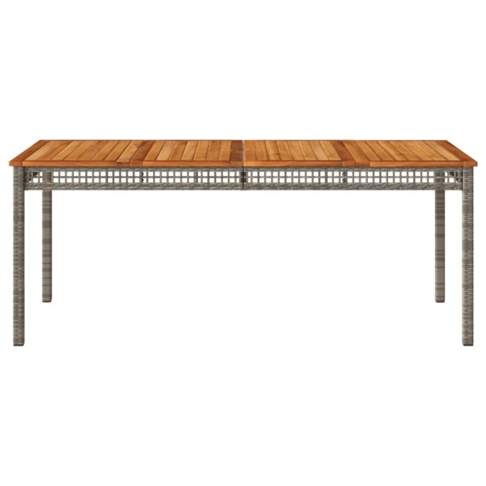 Table de jardin gris 180x90x75 cm résine tressée et bois acacia – Image 2