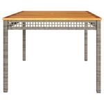Table de jardin gris 180x90x75 cm résine tressée et bois acacia – Image 3