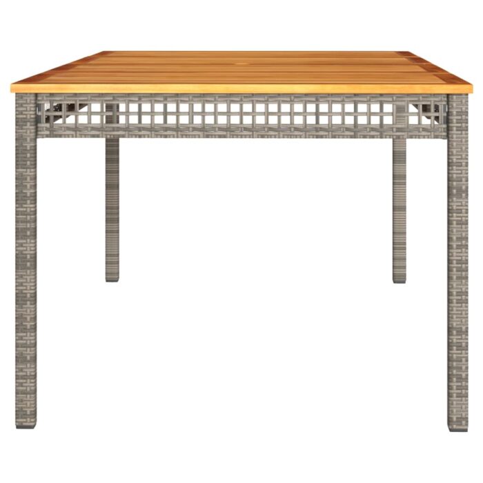 Table de jardin gris 180x90x75 cm résine tressée et bois acacia – Image 3