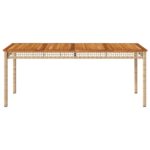 Table de jardin beige 180x90x75 cm résine tressée et acacia – Image 2