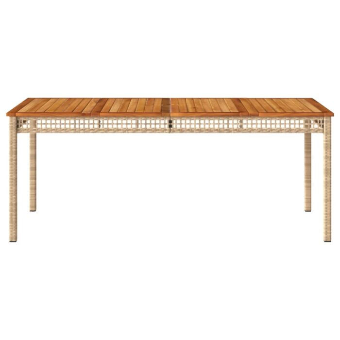 Table de jardin beige 180x90x75 cm résine tressée et acacia – Image 2